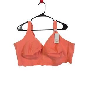 Cacique Cotton Collection Wireless Bra 50F Coral Full Coverage Unlined  NWT